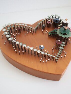 Vintage 1970s Pol-O-Craft Heart Shaped Nail Art Plaque